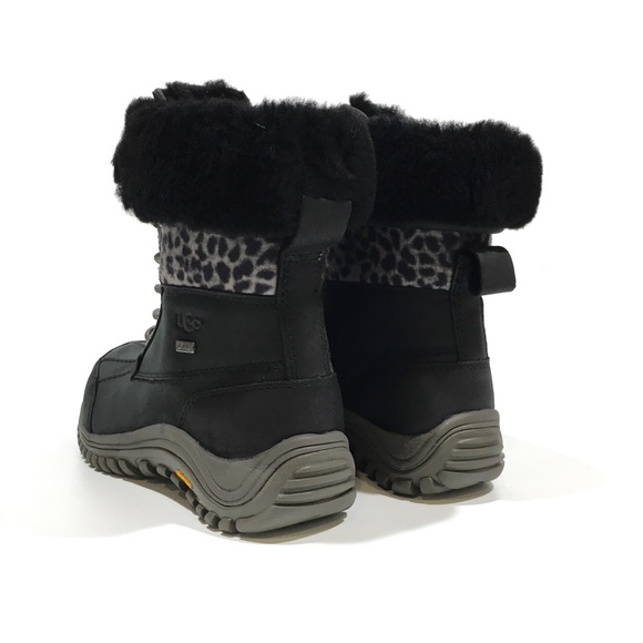 UGG ADIRONDACK II EXOTIC LEOPARD SNOW BOOTS -WATERPROOF BLACK LEATHER -US 6 -NEW - Picture 2 of 10